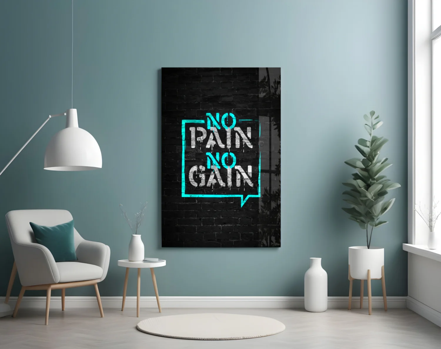 No Pain No Gain Glass Wall Art - Image 4