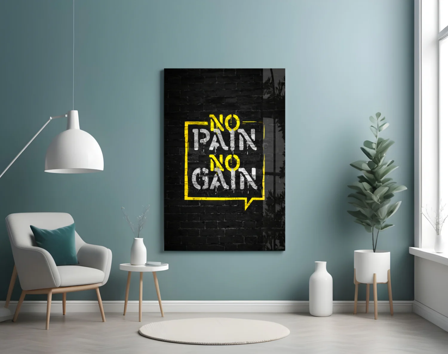 No Pain No Gain Glass Wall Art - Image 4