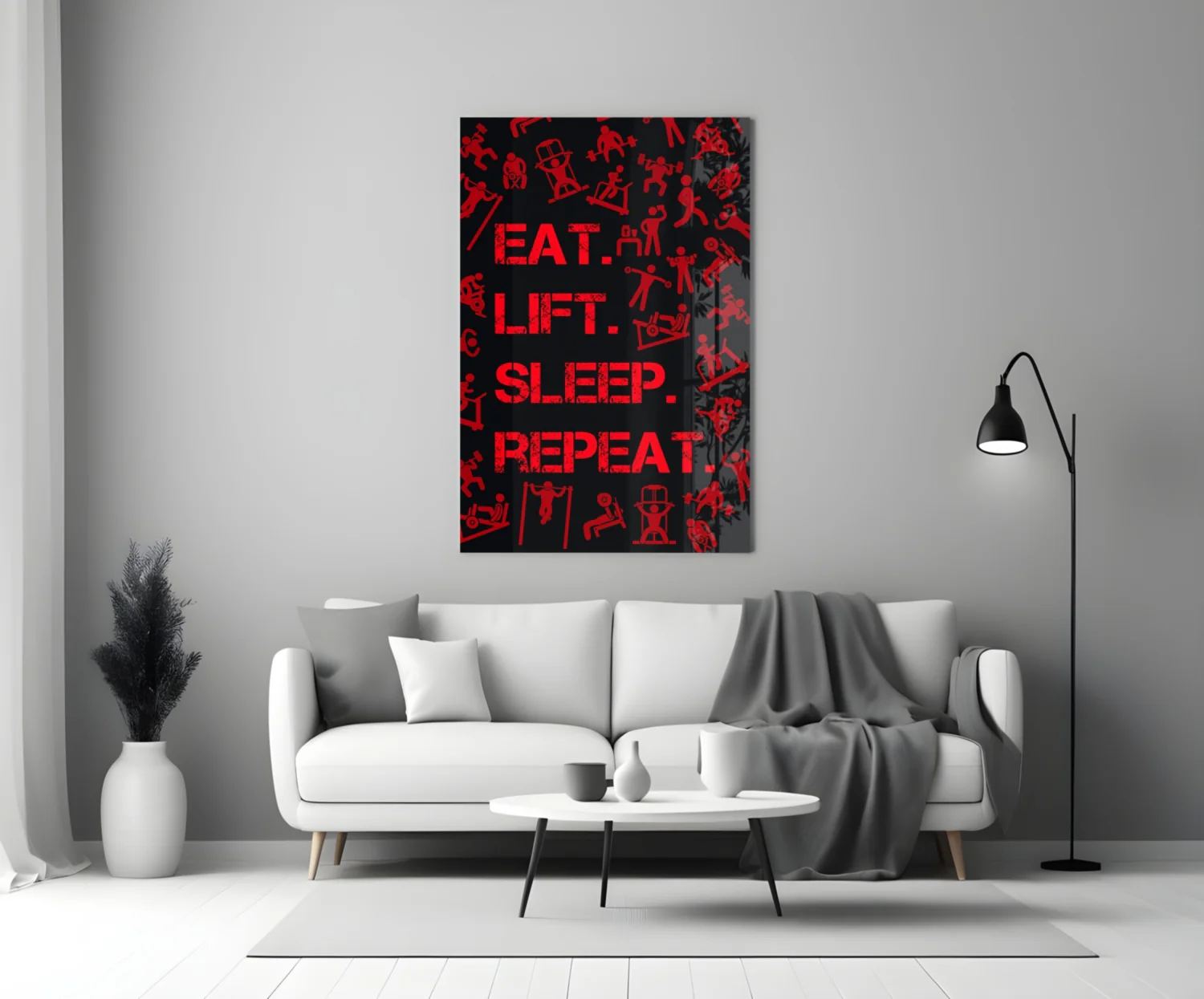 Eat, Lift, Sleep Glass Wall Art - Image 3