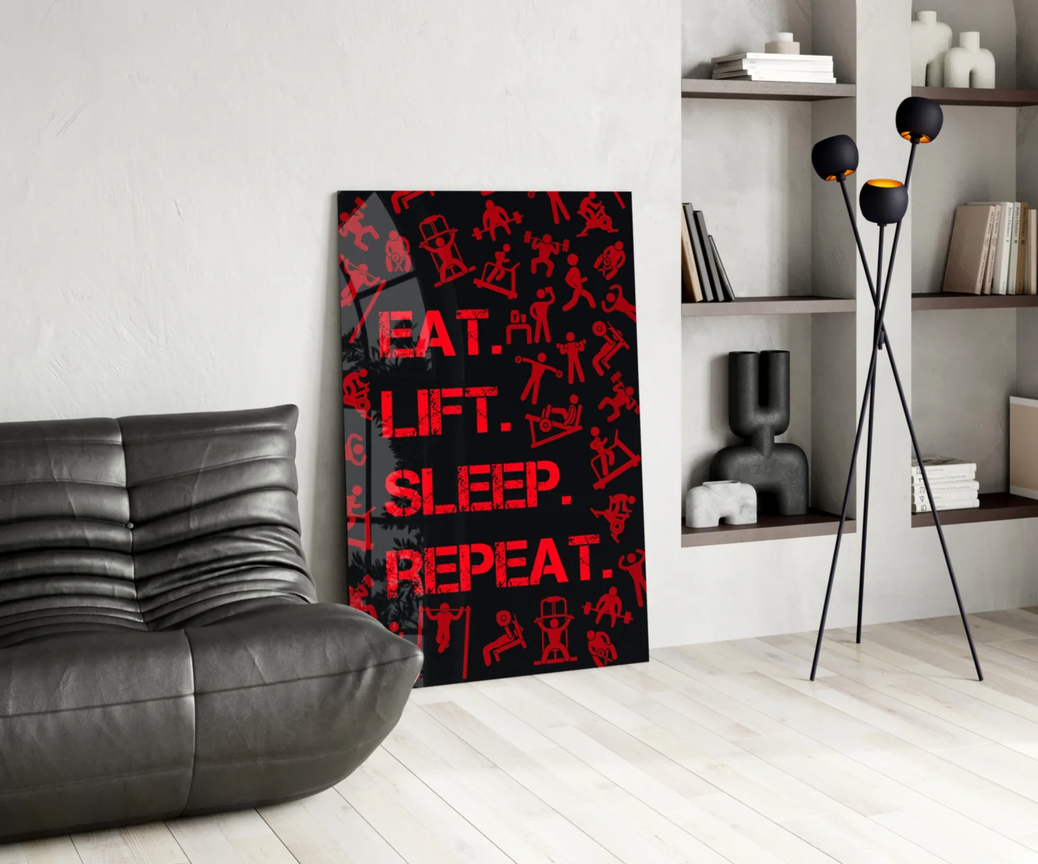 Eat, Lift, Sleep Glass Wall Art - Image 5