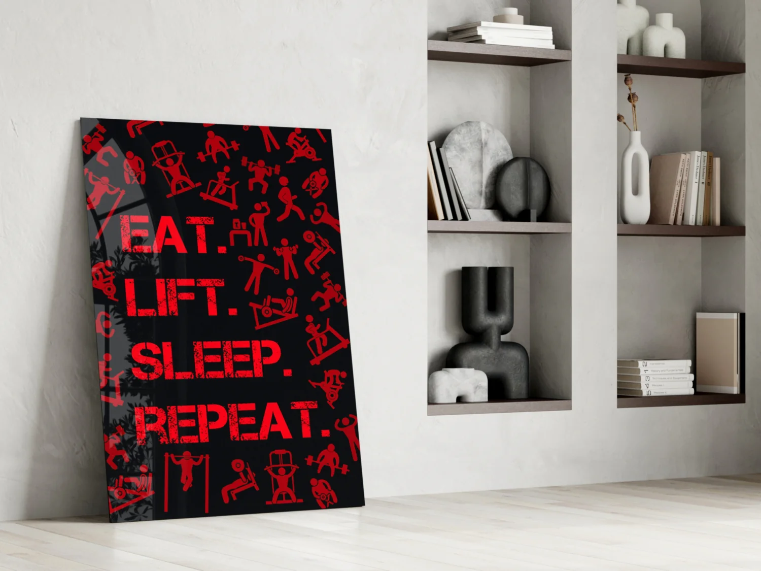 Eat, Lift, Sleep Glass Wall Art - Image 6
