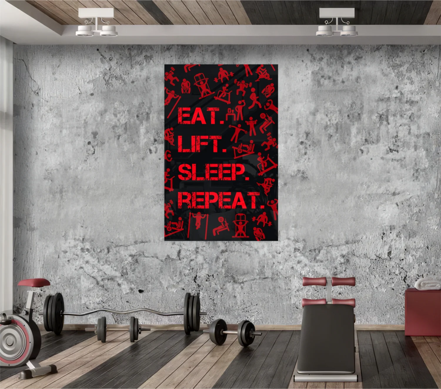 Eat, Lift, Sleep Glass Wall Art - Image 8