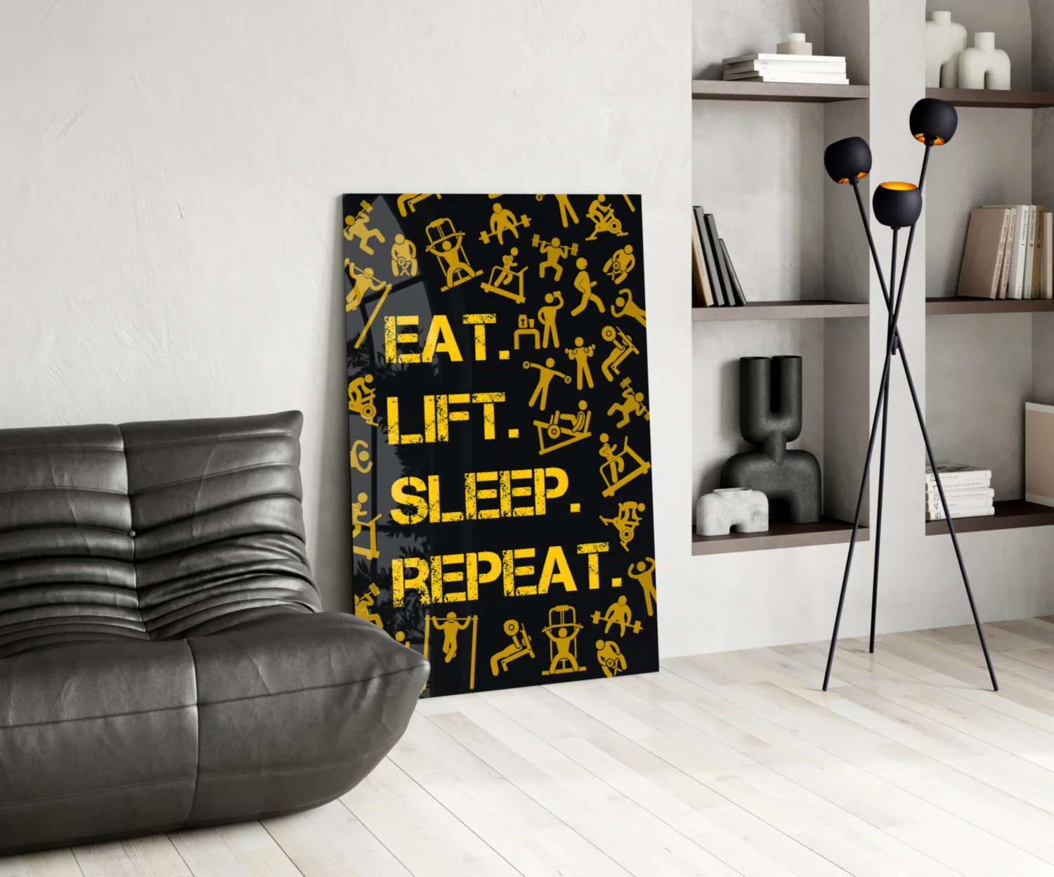 Eat, Lift, Sleep Glass Wall Art - Image 5
