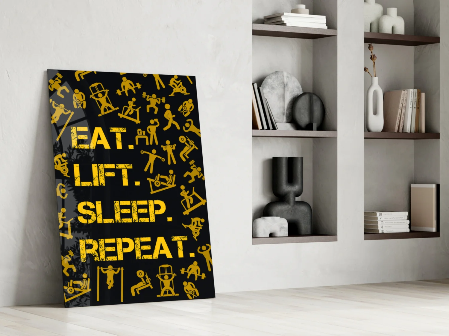 Eat, Lift, Sleep Glass Wall Art - Image 6