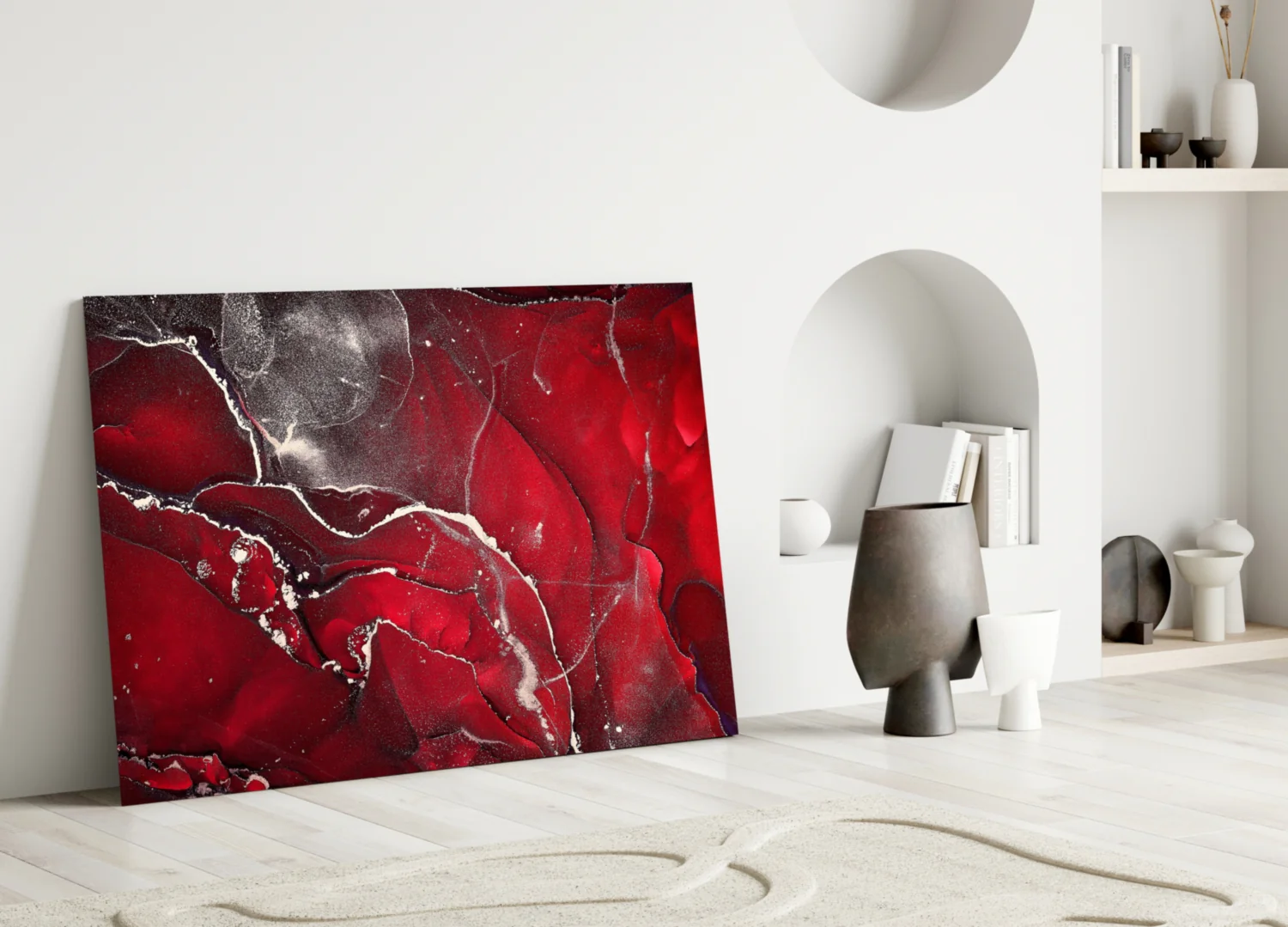 Red Marbellous Glass Wall Art - Image 3