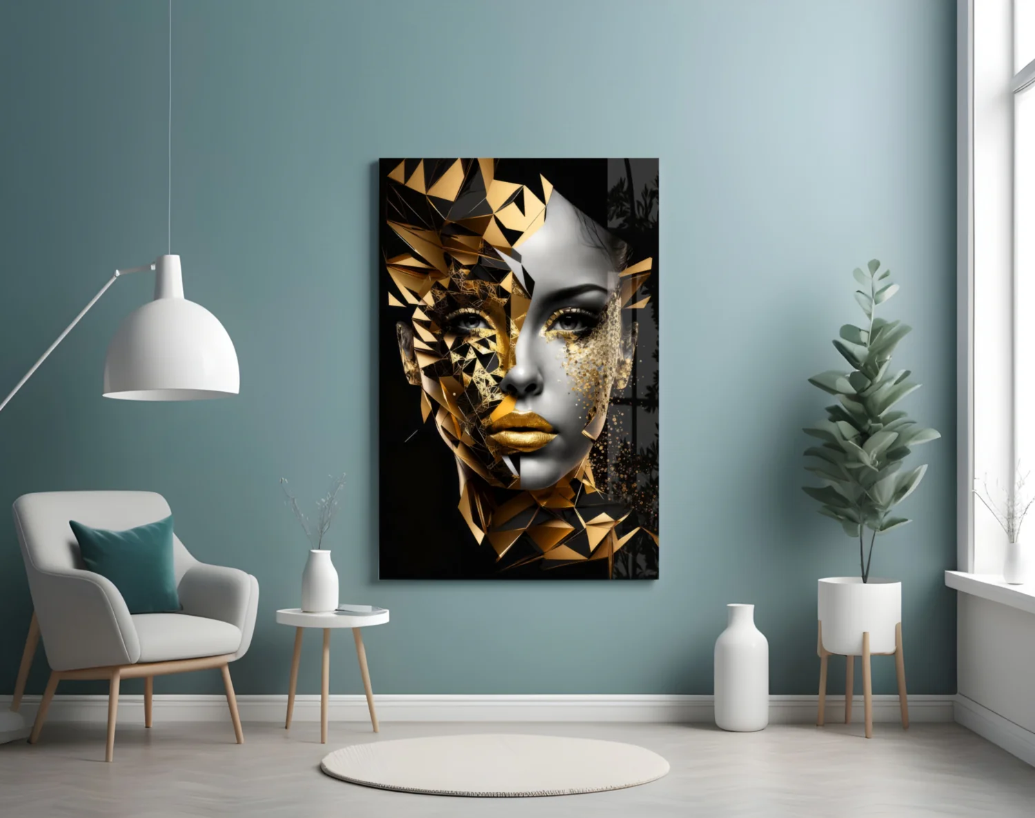 Golden Face Glass Wall Art - Image 4