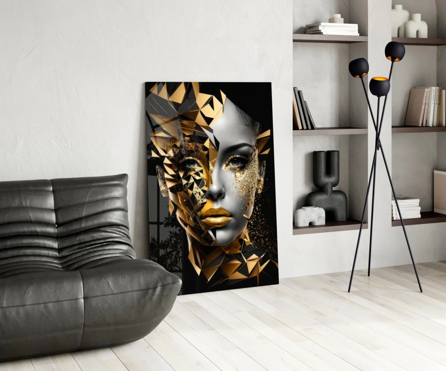 Golden Face Glass Wall Art - Image 5