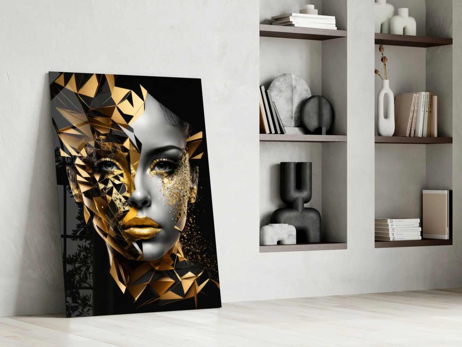 Golden Face Glass Wall Art - Image 6
