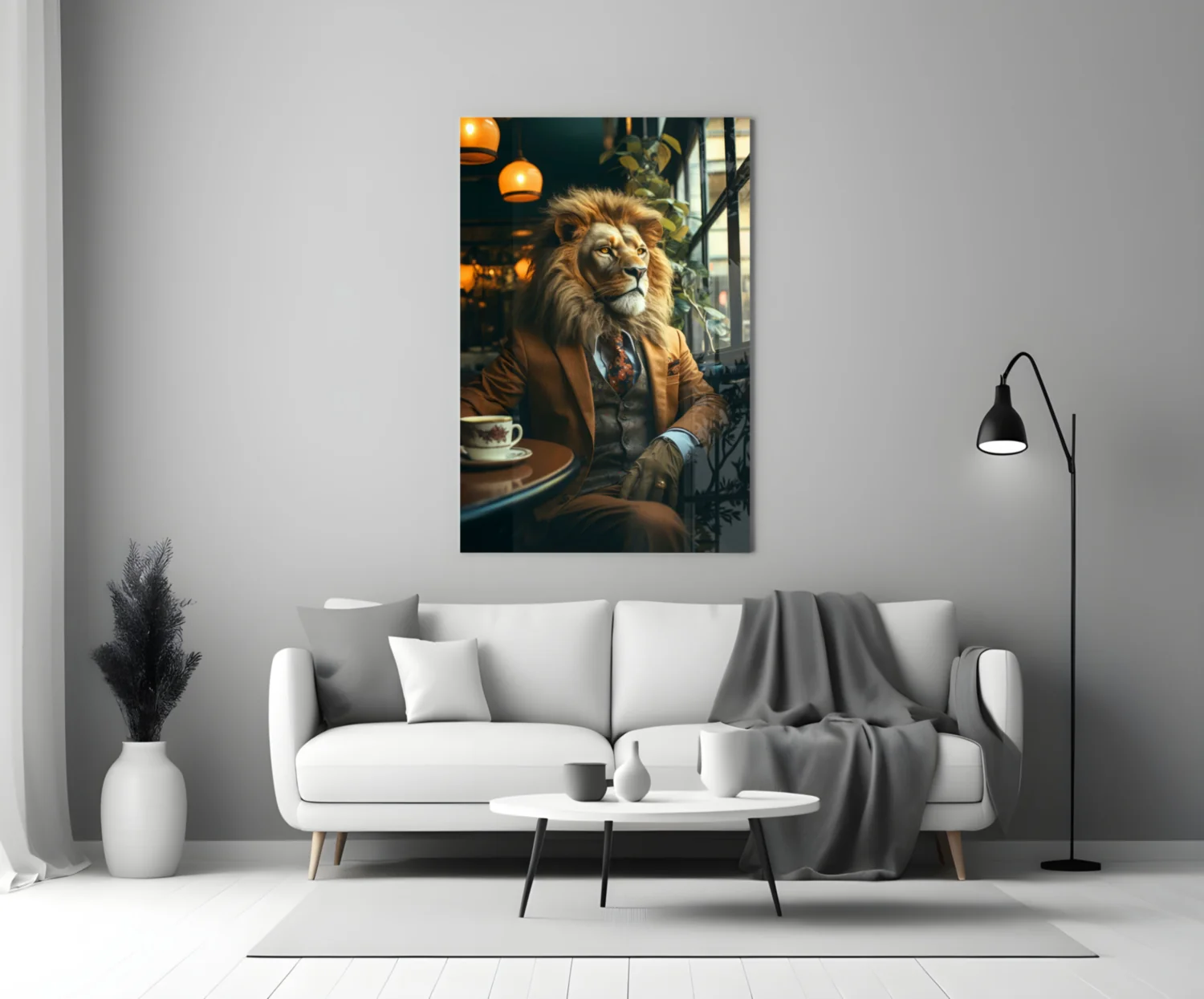 Lion Gentleman Glass Wall Art - Image 3