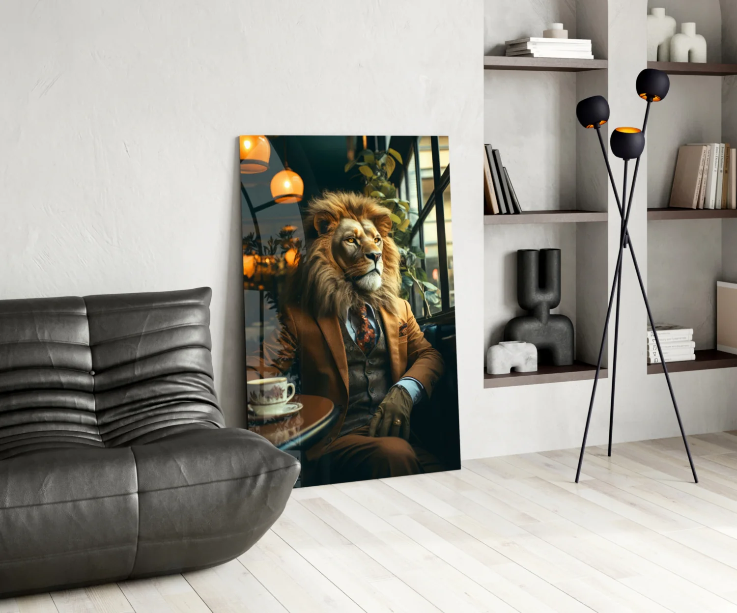 Lion Gentleman Glass Wall Art - Image 5