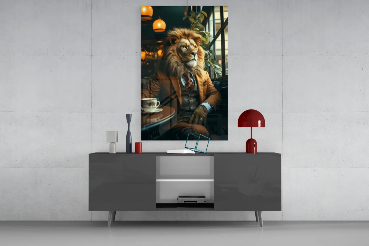Lion Gentleman Glass Wall Art - Image 8