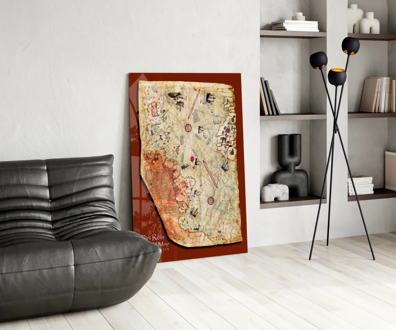 Map of Piri Reis Glass Wall Art - Image 5