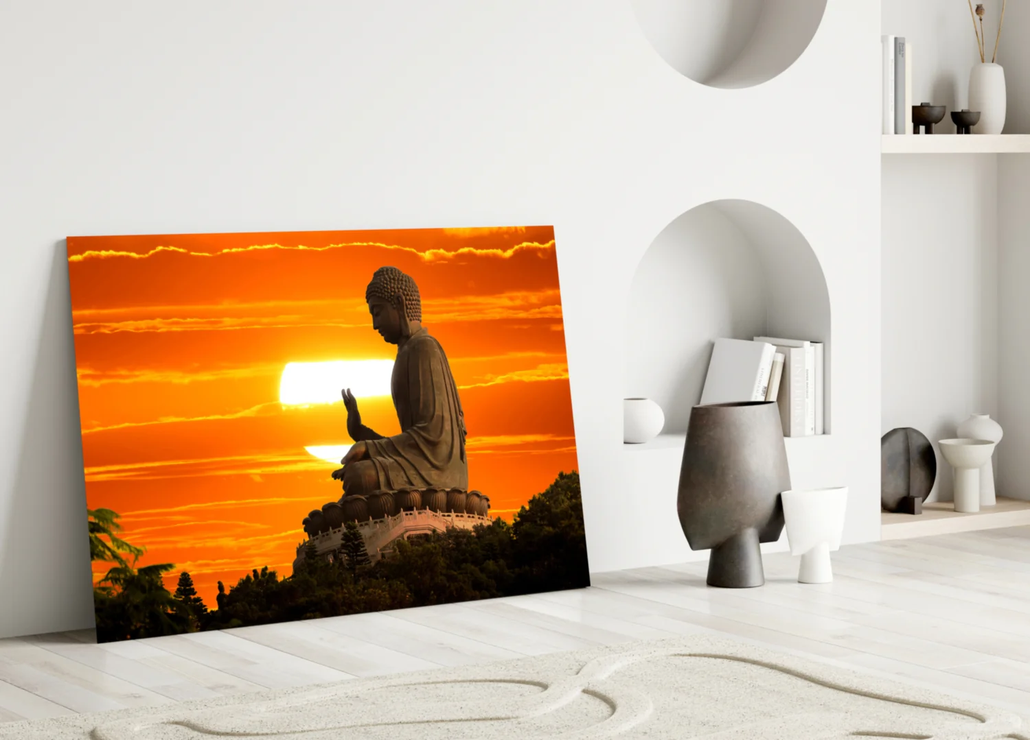 Buddha at Sunset Glass Wall Art - Image 3