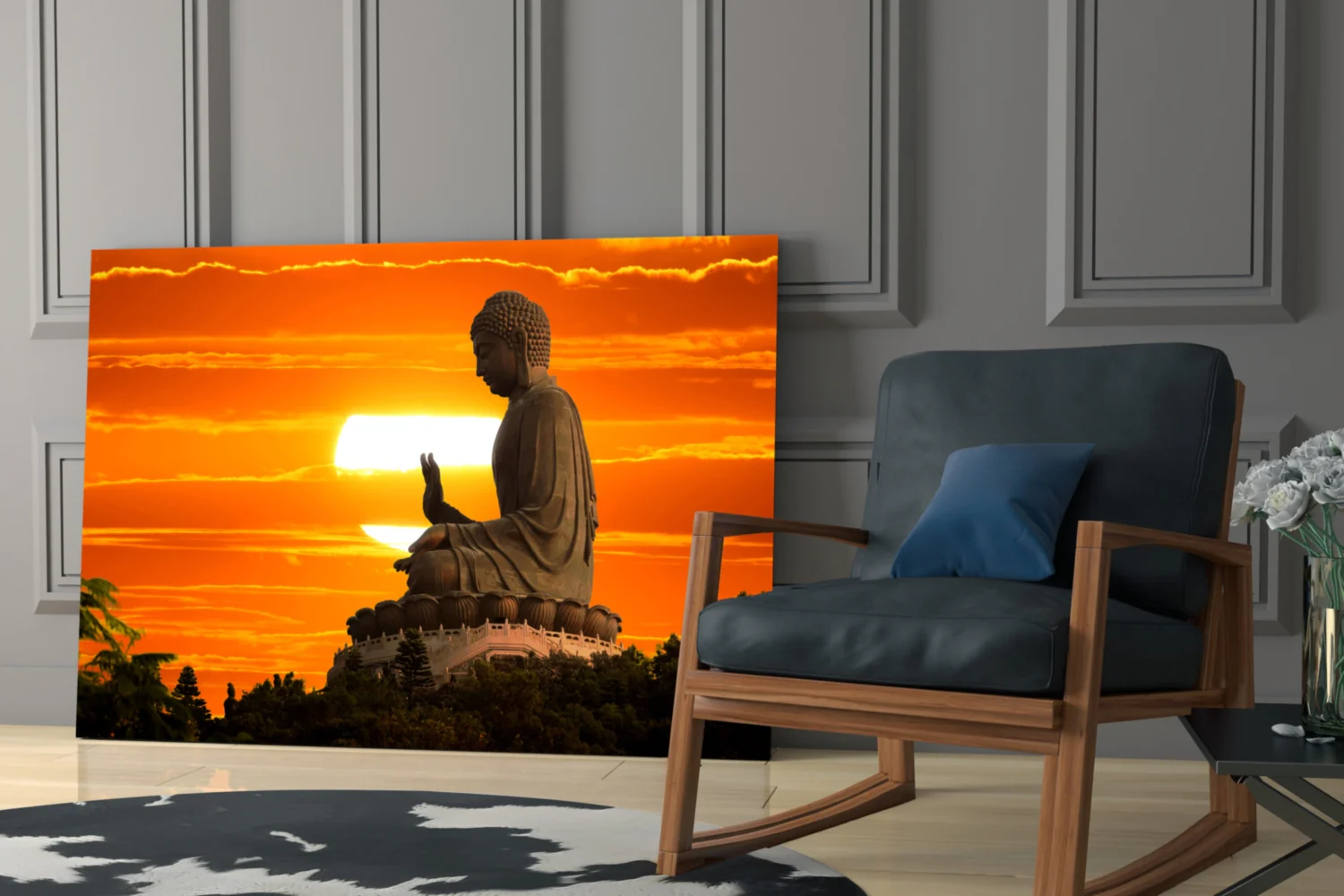 Buddha at Sunset Glass Wall Art - Image 6