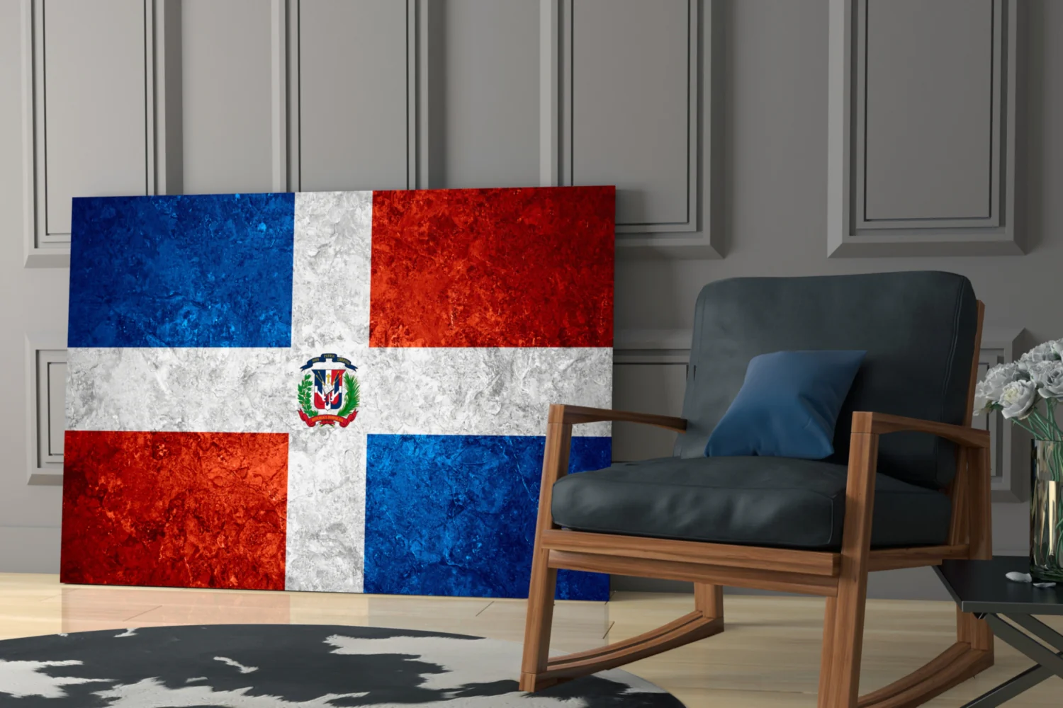 Flag of Dominic Republic Glass Wall Art - Image 6