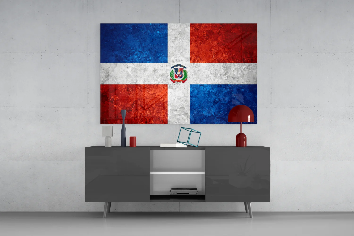 Flag of Dominic Republic Glass Wall Art - Image 8