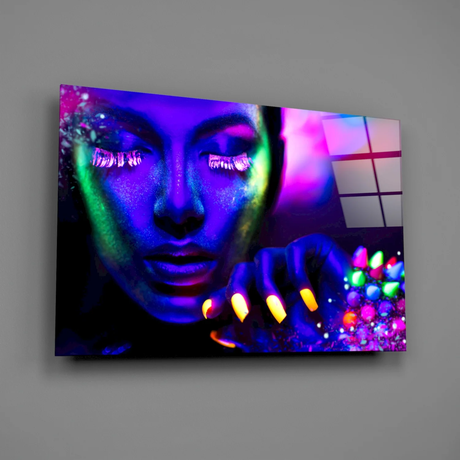 Neon Woman Glass Wall Art - Image 2