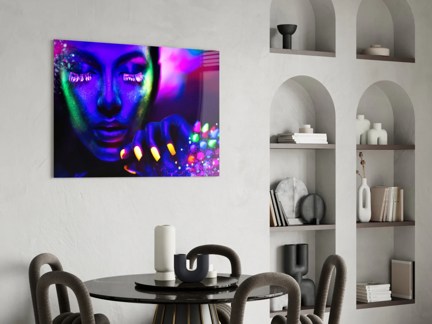 Neon Woman Glass Wall Art - Image 5