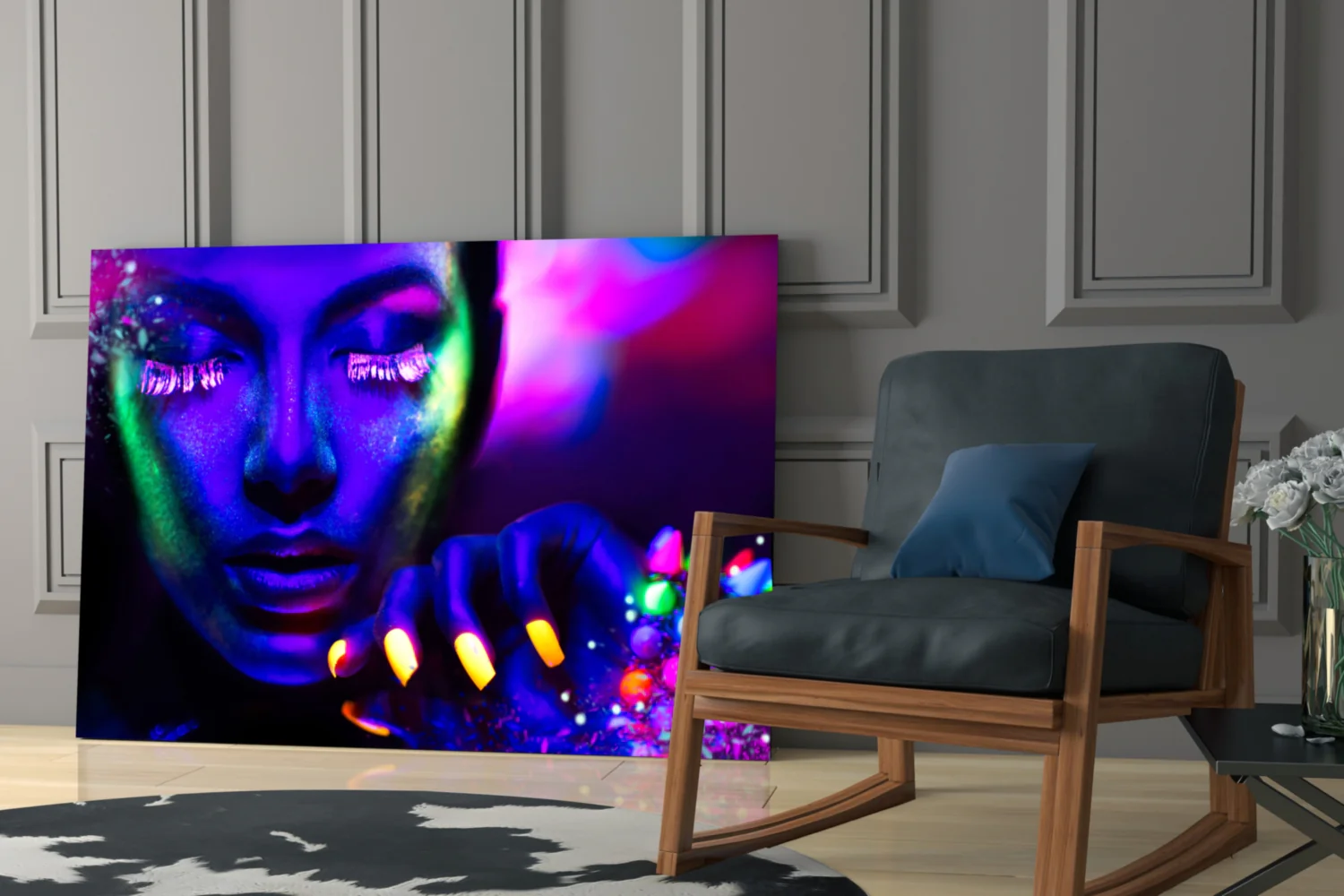 Neon Woman Glass Wall Art - Image 6