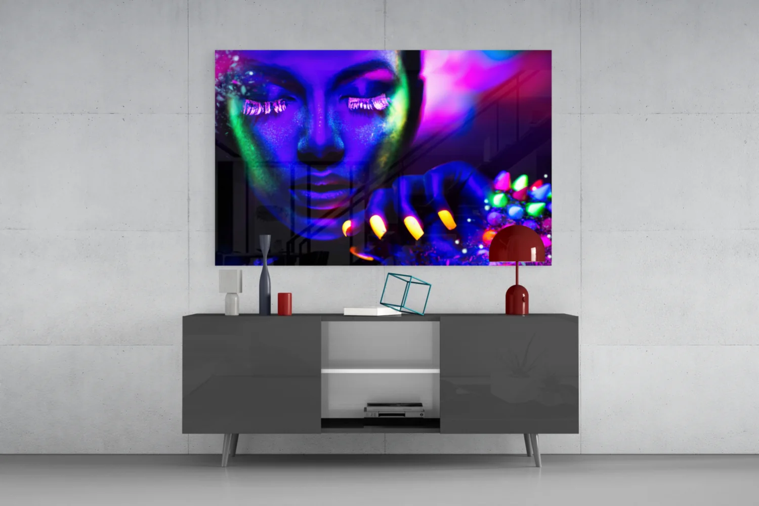 Neon Woman Glass Wall Art - Image 8