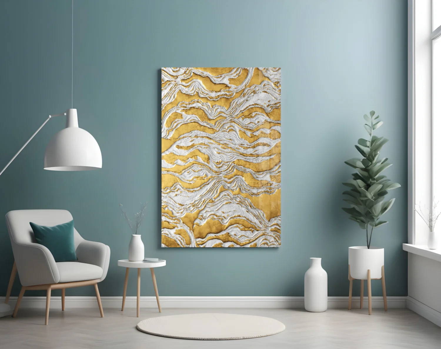 Golden Waves Glass Wall Art - Image 4