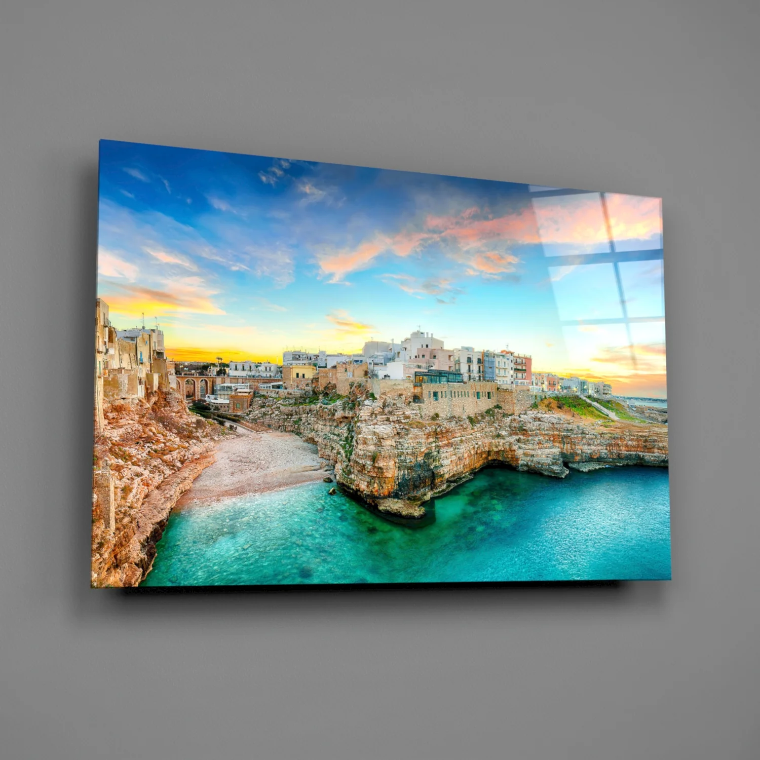 Cliff Village Coastal Glass Wall Art - Image 2