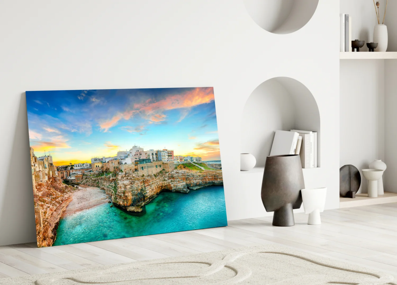 Cliff Village Coastal Glass Wall Art - Image 3