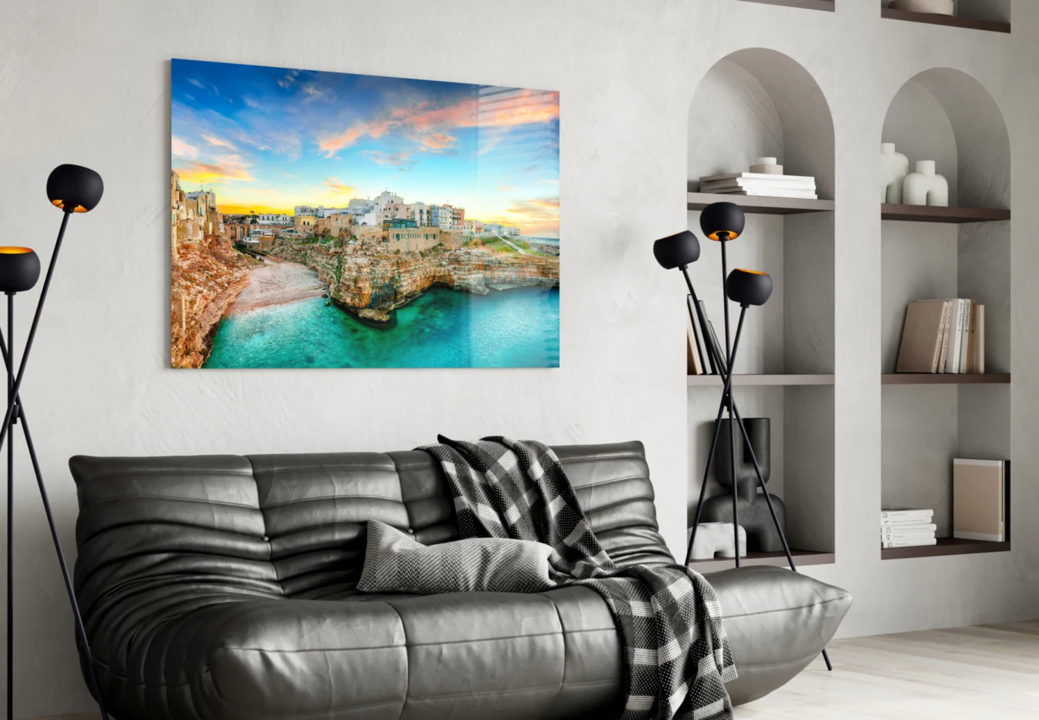 Cliff Village Coastal Glass Wall Art - Image 4
