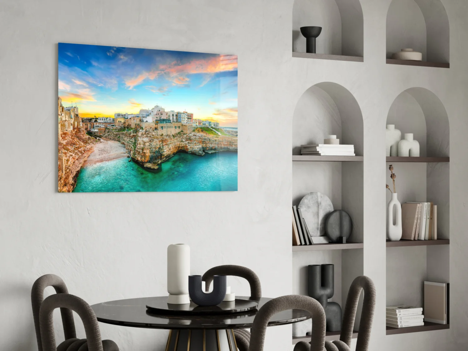 Cliff Village Coastal Glass Wall Art - Image 5
