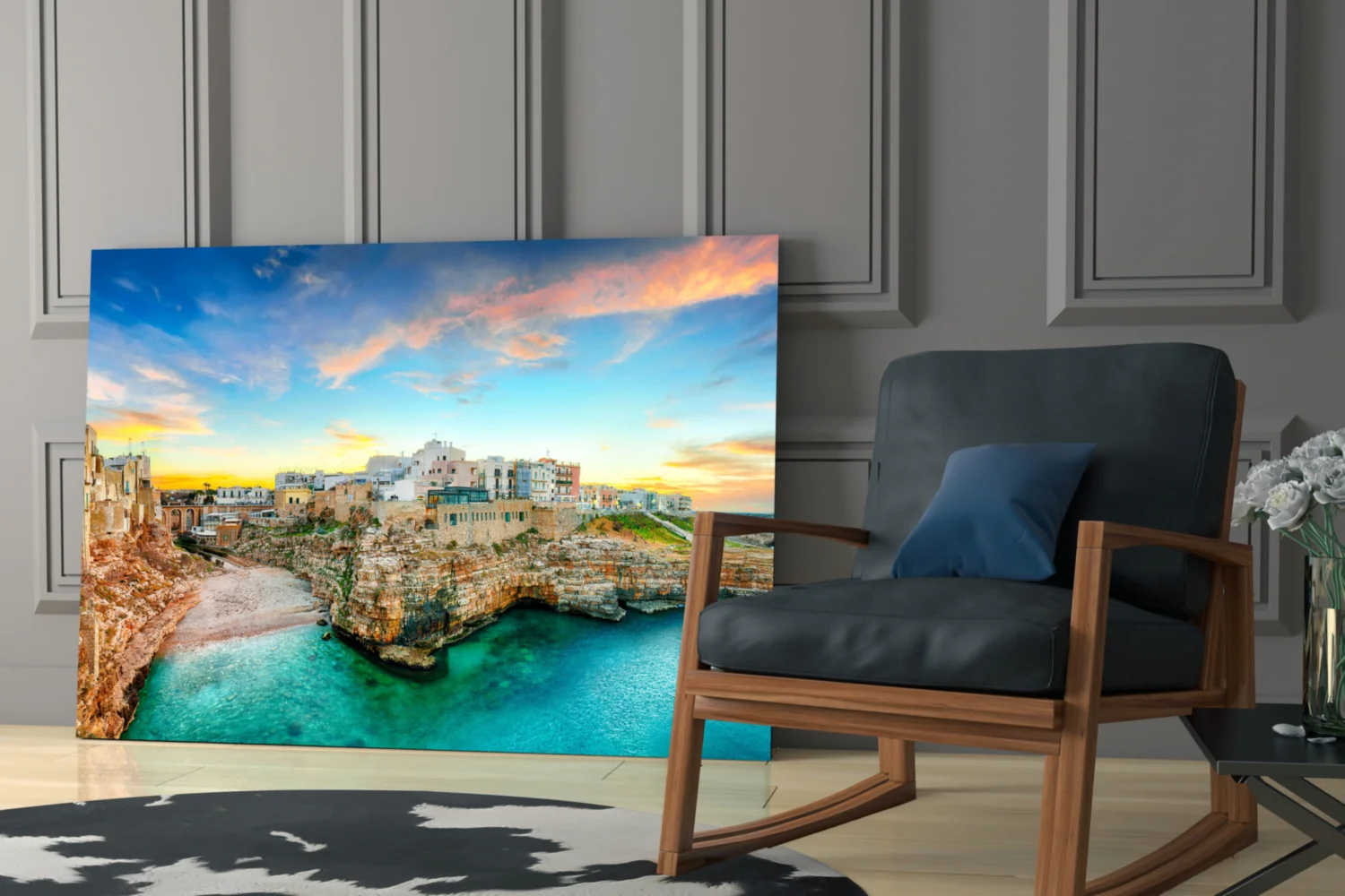 Cliff Village Coastal Glass Wall Art - Image 6