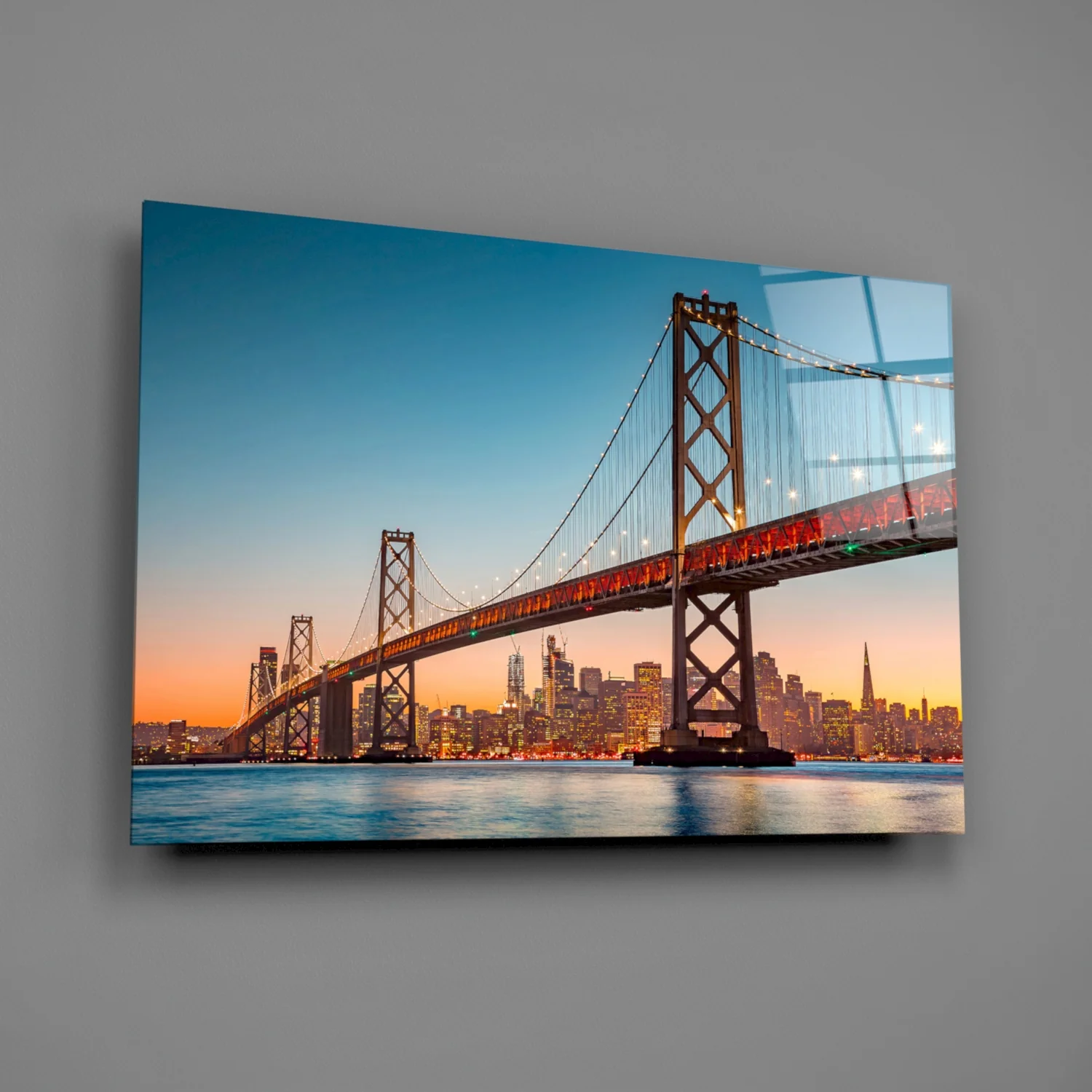 San Francisco Oakland Bay Bridge Glass Wall Art - Image 2