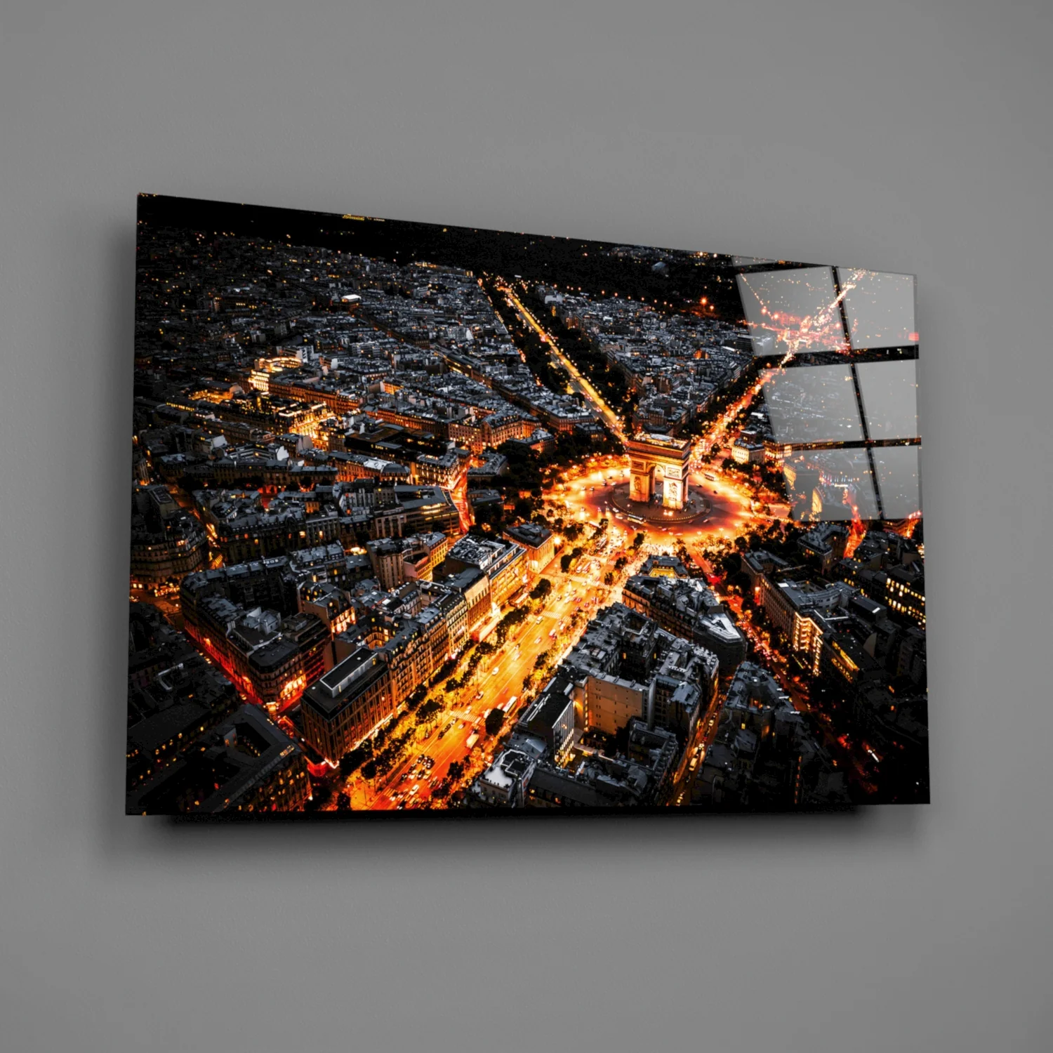 France Night Cityscape Glass Wall Art - Image 2