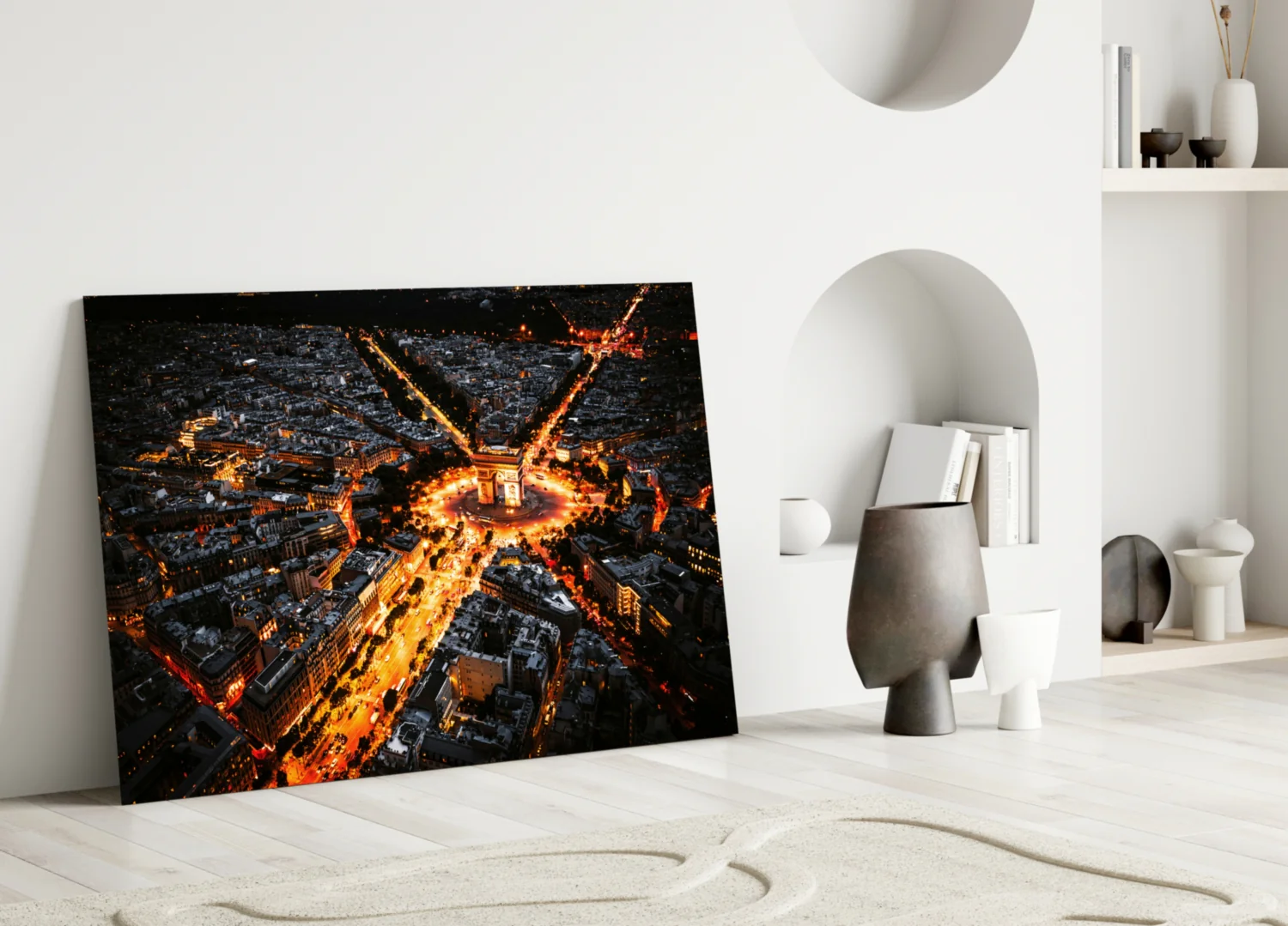 France Night Cityscape Glass Wall Art - Image 3