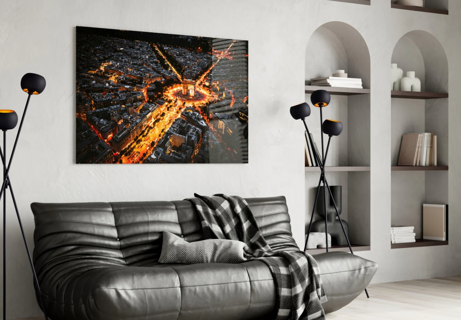 France Night Cityscape Glass Wall Art - Image 4