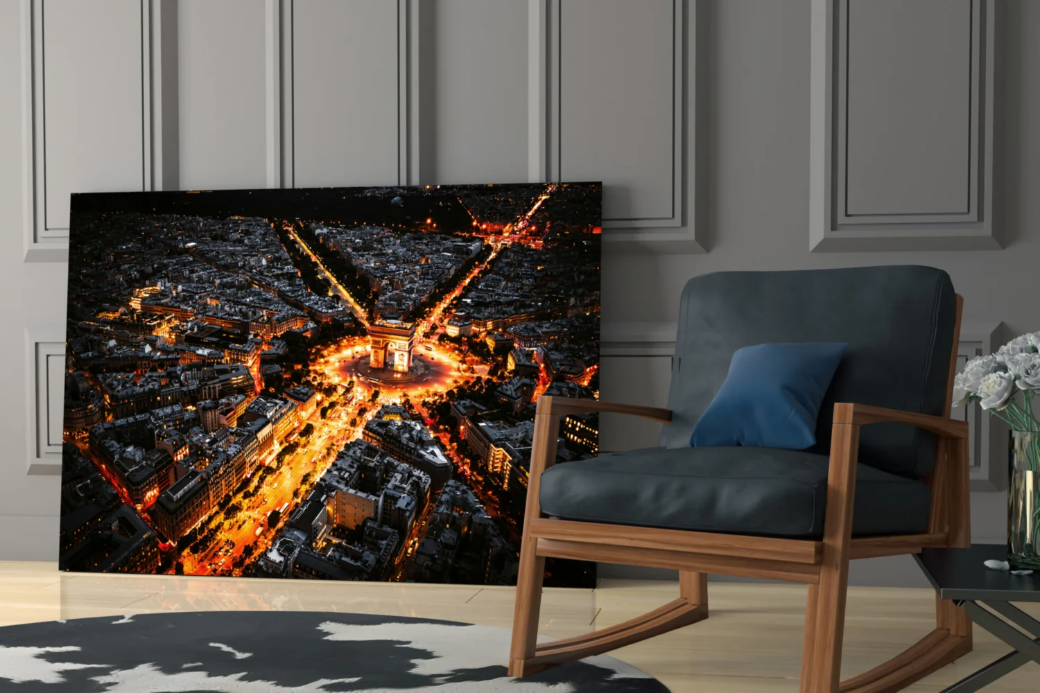 France Night Cityscape Glass Wall Art - Image 6