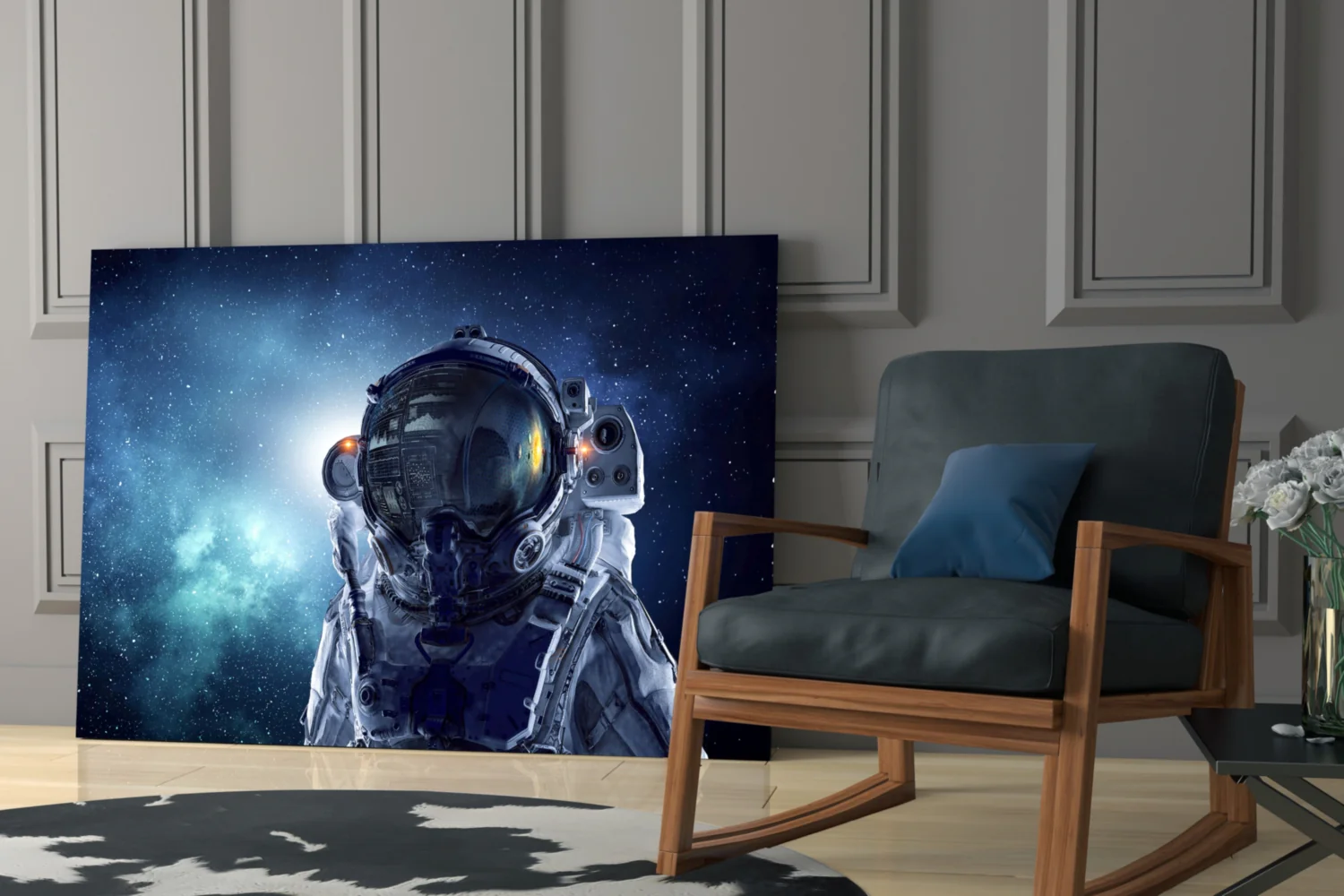Astronaut In Space Glass Wall Art - Image 6