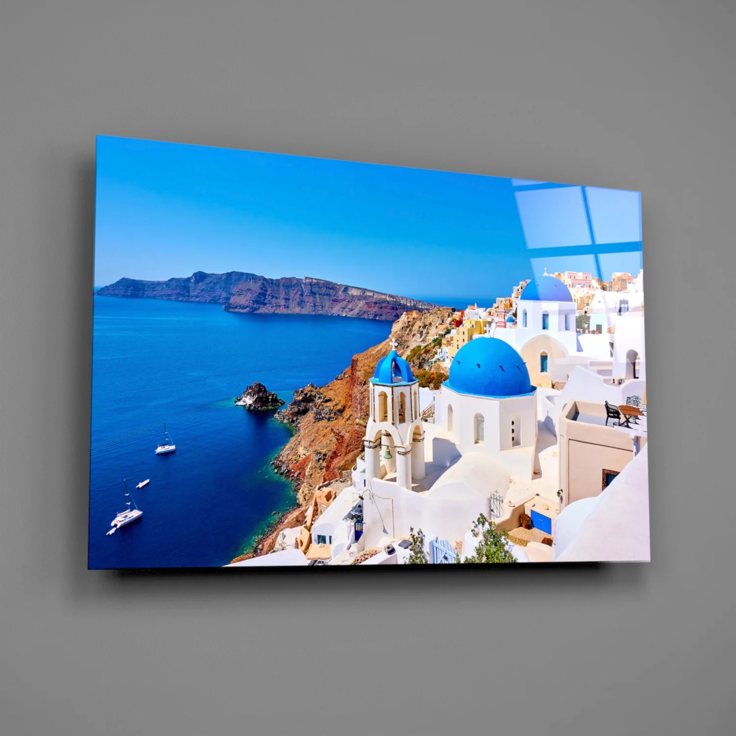 Santorini Glass Wall Art - Image 2