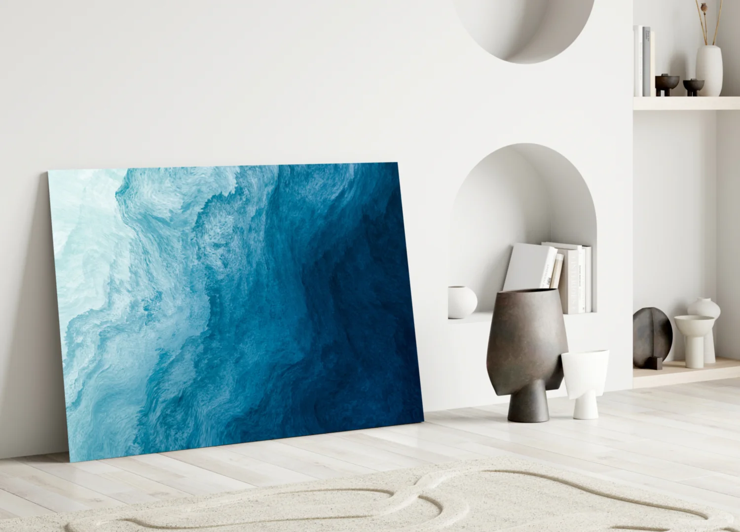 Shades Of Blue Glass Wall Art - Image 3