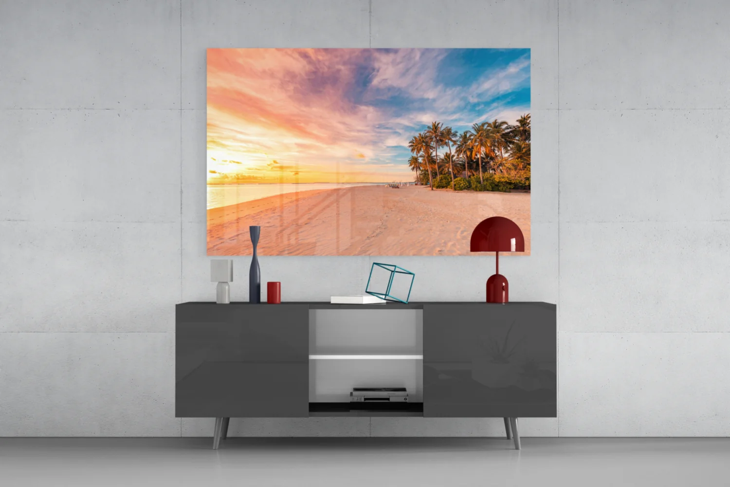 Sunset Palm Beach Glass Wall Art - Image 8