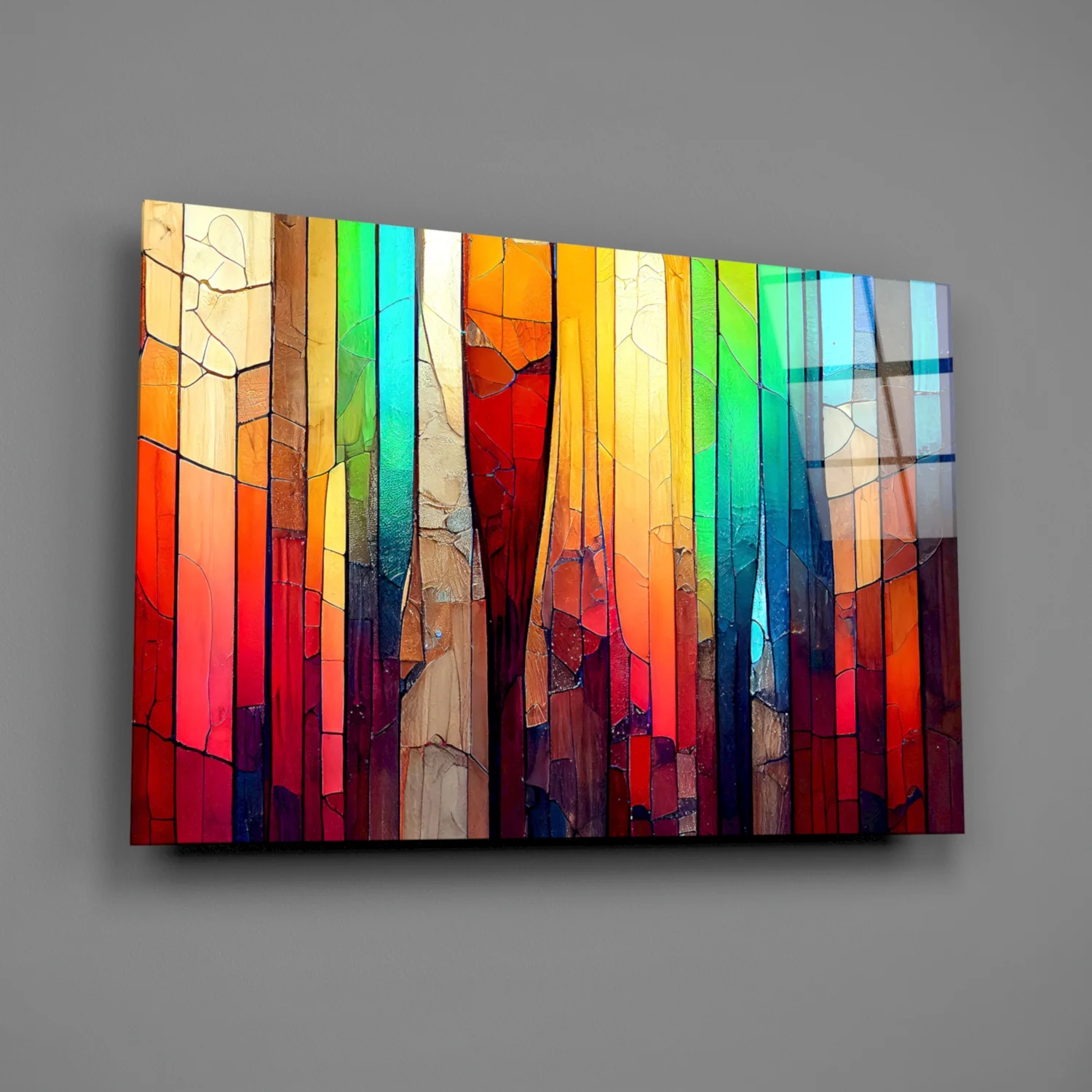 Cracked Rainbow Mosaic Glass Wall Art - Image 2