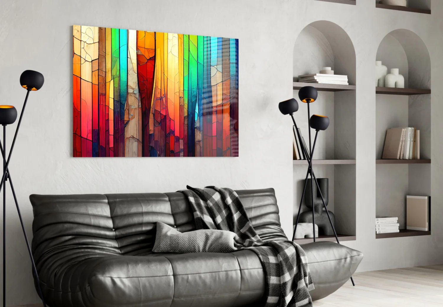 Cracked Rainbow Mosaic Glass Wall Art - Image 4