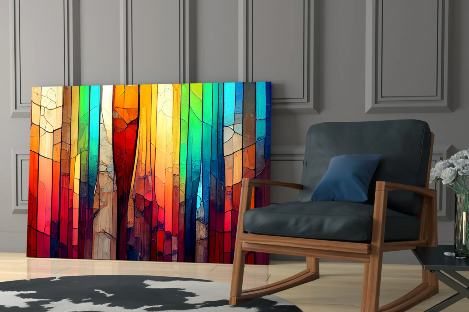 Cracked Rainbow Mosaic Glass Wall Art - Image 7