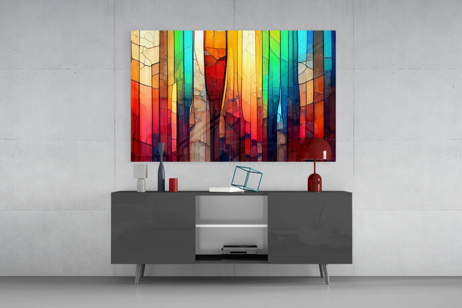 Cracked Rainbow Mosaic Glass Wall Art - Image 8
