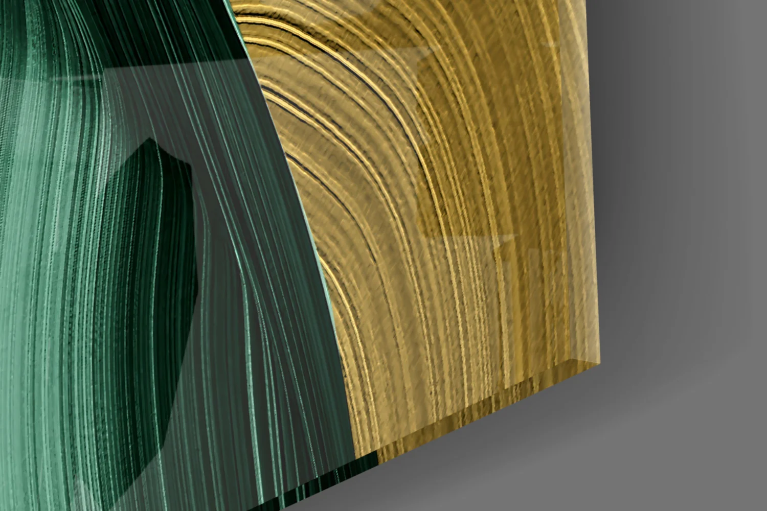 Elegant Swirls in Gold and Green Glass Wall Art - Image 6