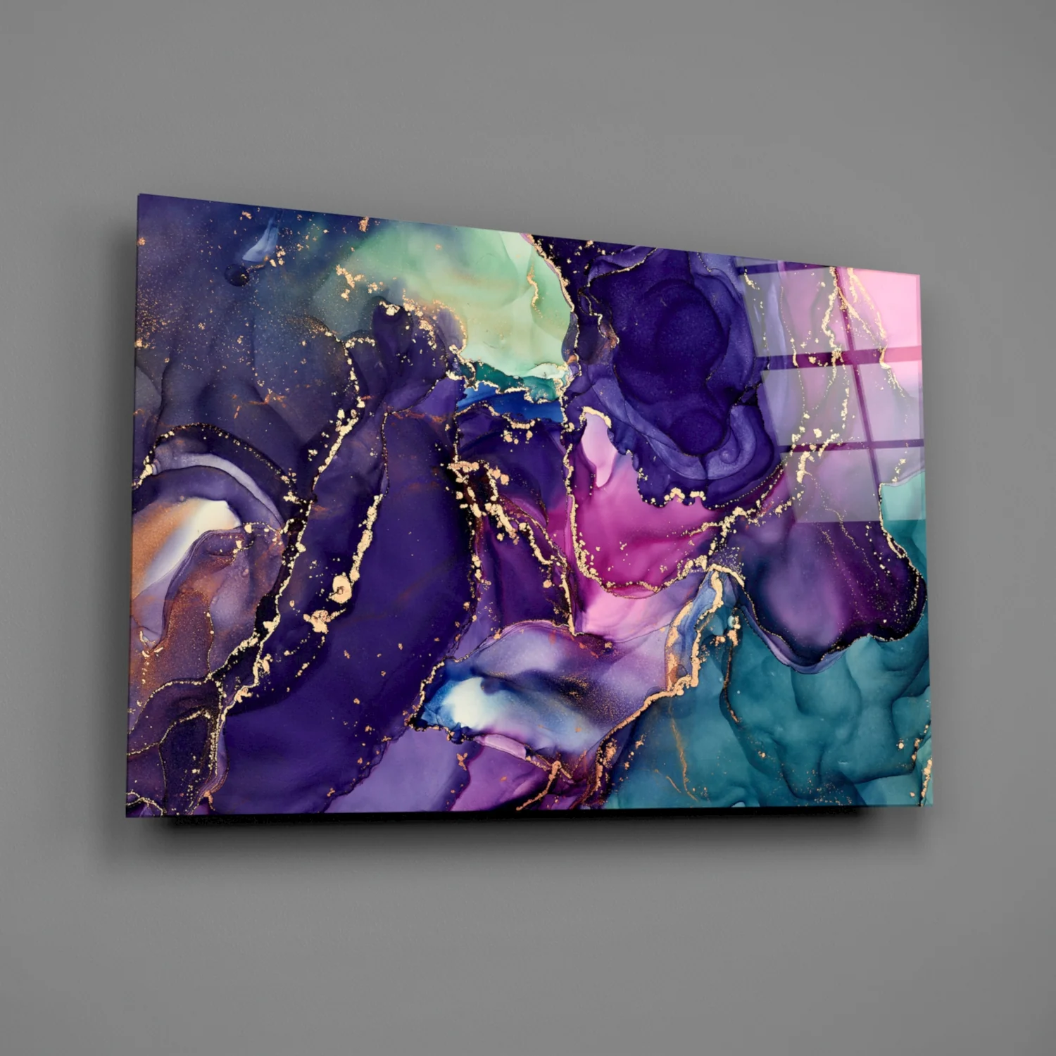 Ethereal Purple Swirls Glass Wall Art - Image 2