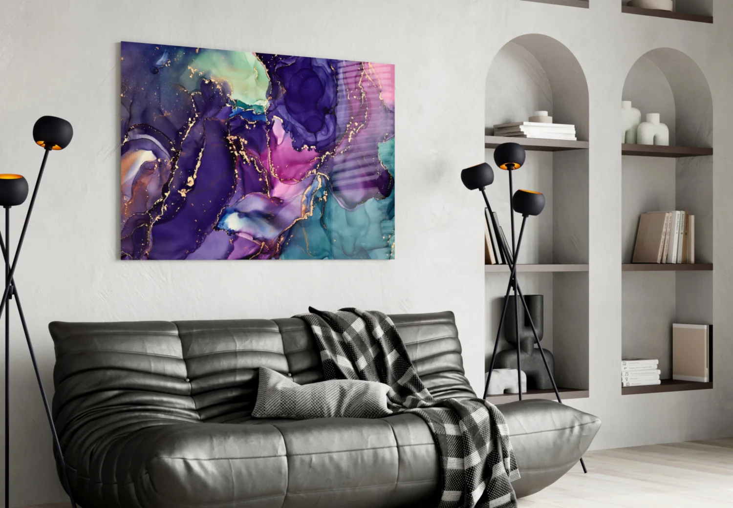 Ethereal Purple Swirls Glass Wall Art - Image 4