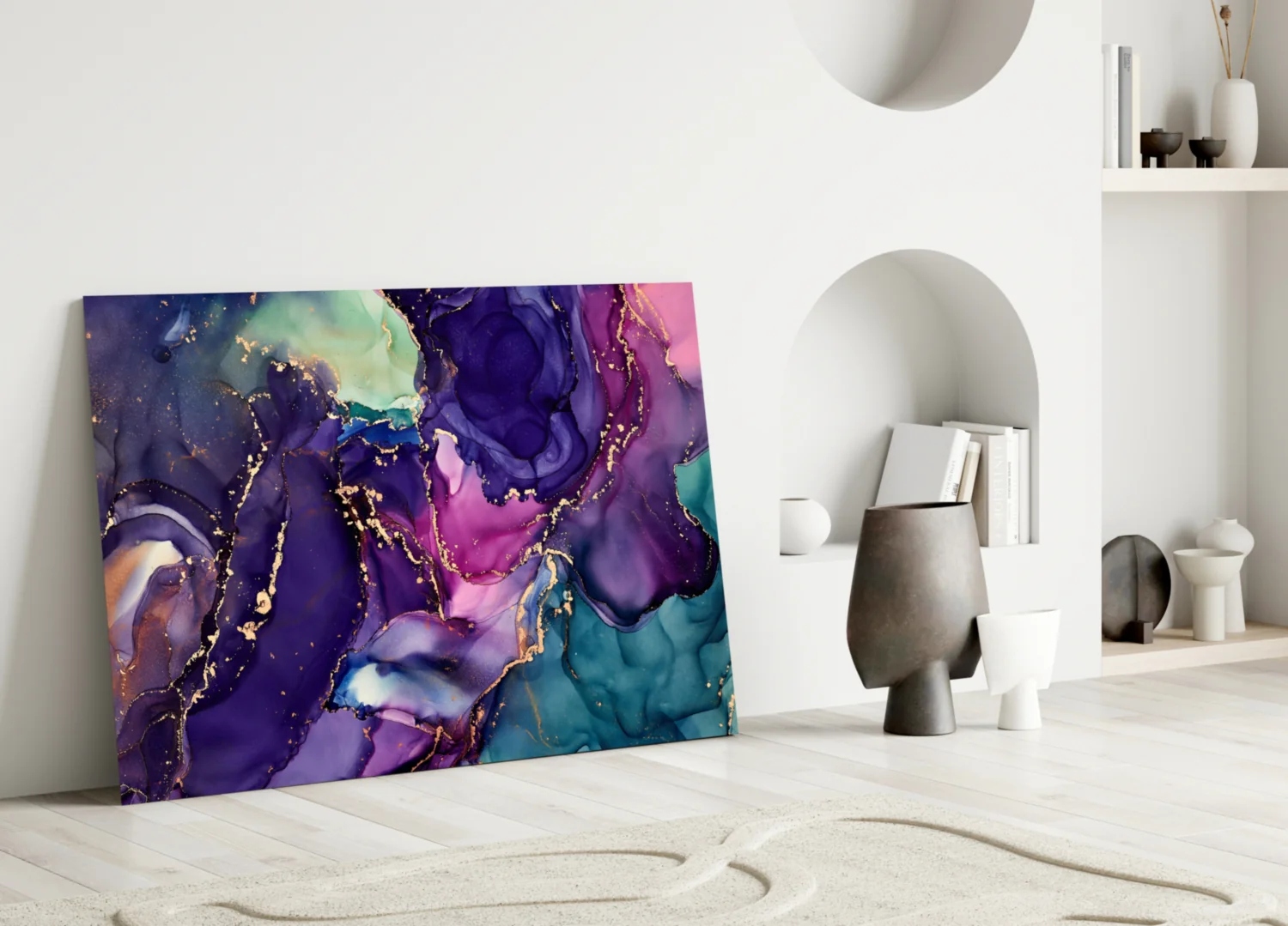 Ethereal Purple Swirls Glass Wall Art - Image 5