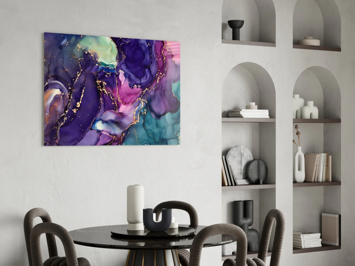 Ethereal Purple Swirls Glass Wall Art - Image 6