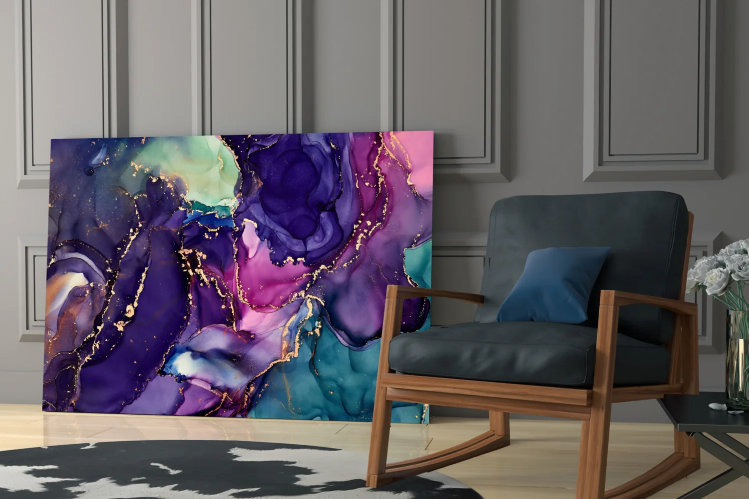 Ethereal Purple Swirls Glass Wall Art - Image 7