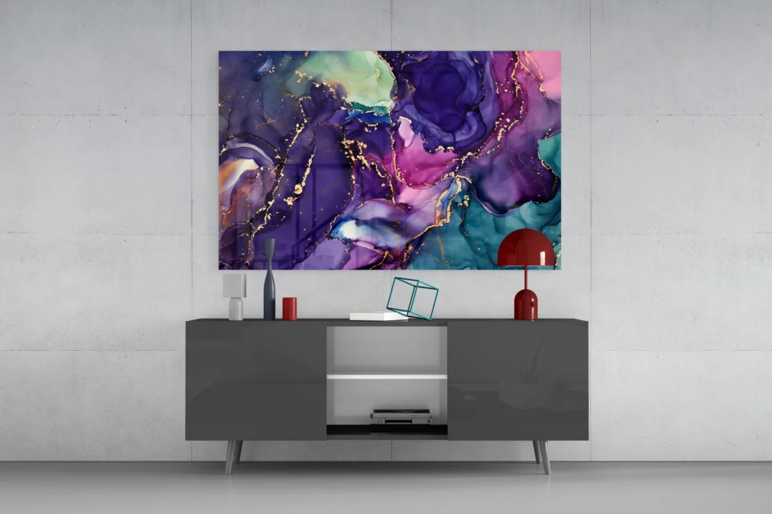Ethereal Purple Swirls Glass Wall Art - Image 8
